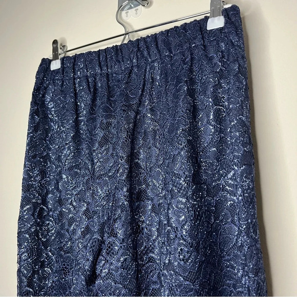 NWT J. CREW Navy Blue Metallic Floral Party Holiday Lace Overlay 2 Piece Set - Picture 8 of 16